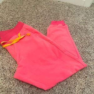 Figs neon pink joggers